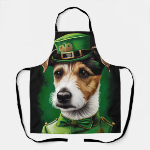 Jack Russell Hund im St. Patrick's Day Kleid Schürze