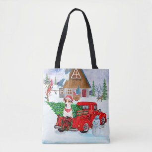 Jack Russell Hund im Weihnachtslieferwagen Schnee Tasche