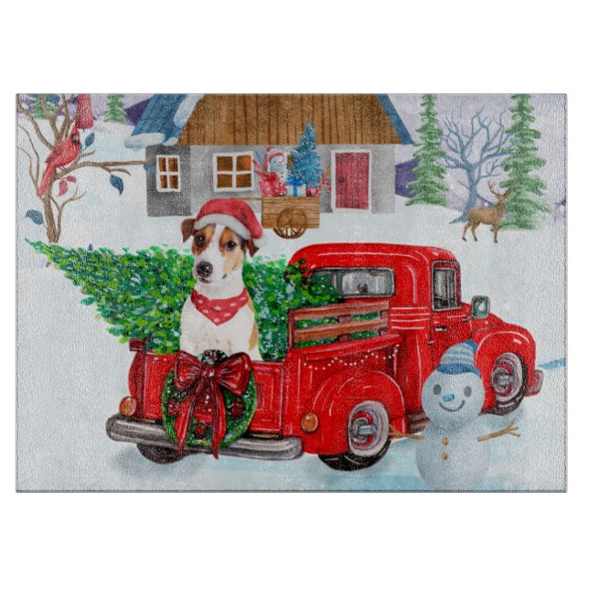 Jack Russell Hund in der Weihnachtslieferung LKW S Schneidebrett (Vorderseite)