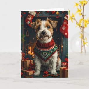 Jack Russell Hund mit Weihnachtsgeschenken am Kami Karte