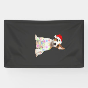Jack Russell Hund Santa Weihnachtsbaum Lichter Xma Banner