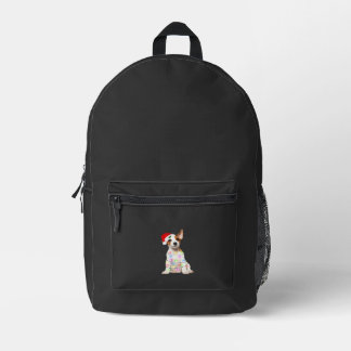 Jack Russell Hund Santa Weihnachtsbaum Lichter Xma Bedruckter Rucksack