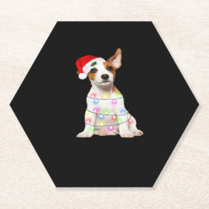 Jack Russell Hund Weihnachtsbaum Lichter Weihnacht Untersetzer