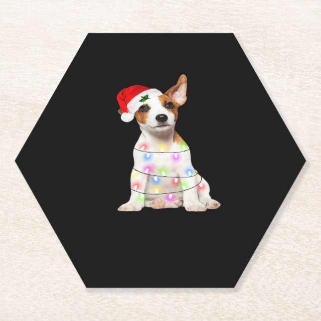 Jack Russell Hund Weihnachtsbaum Lichter Weihnacht Untersetzer (Vorderseite)