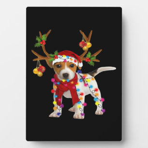 Jack Russell Hund Wunderschöner Rentier Weihnachts Fotoplatte