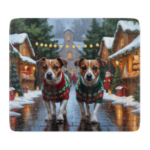 Jack Russell Hunde Weihnachten Schnee Urlaub Schneidebrett