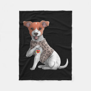 Jack Russell I Liebe Mama Tattoo Hundeshirt Funny Fleecedecke