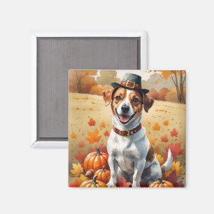 Jack Russell im Herbst lässt Erntedank Kunst Magnet