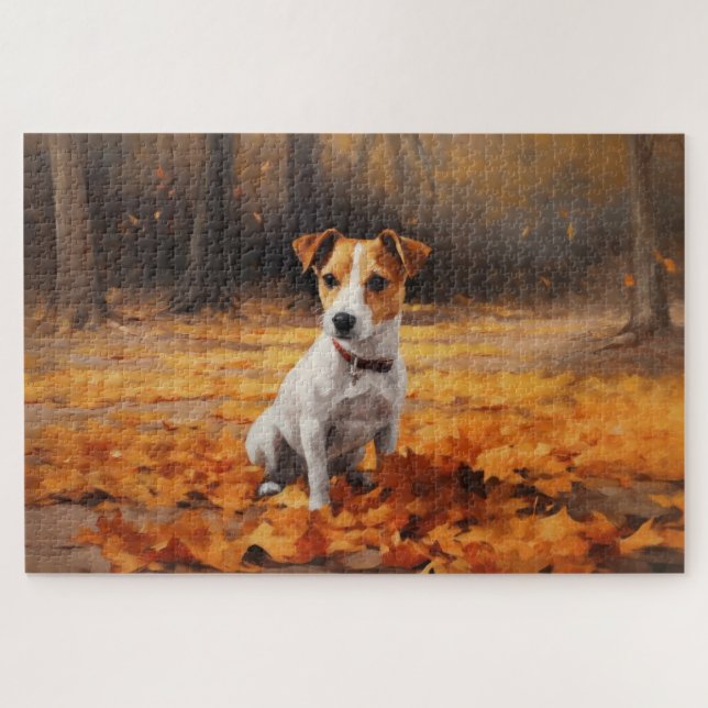 Jack Russell im Herbst Leaves Fall Inspiriert (Horizontal)