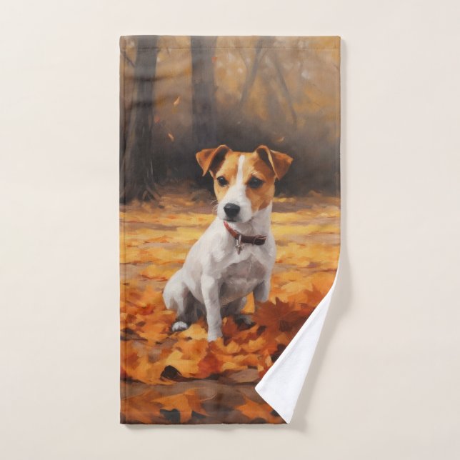 Jack Russell im Herbst Leaves Fall Inspiriert Badhandtuch Set (Handtuch)