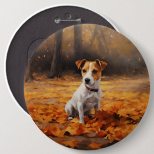 Jack Russell im Herbst Leaves Fall Inspiriert Button