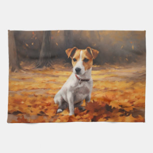 Jack Russell im Herbst Leaves Fall Inspiriert Geschirrtuch