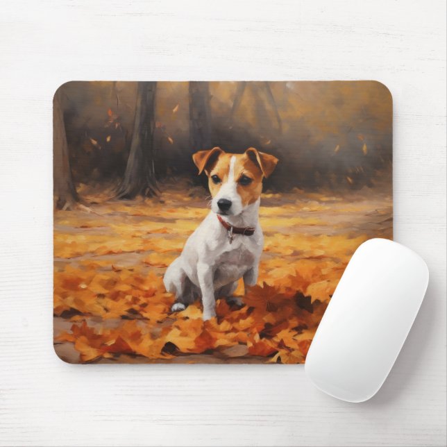 Jack Russell im Herbst Leaves Fall Inspiriert Mousepad (Mit Mouse)