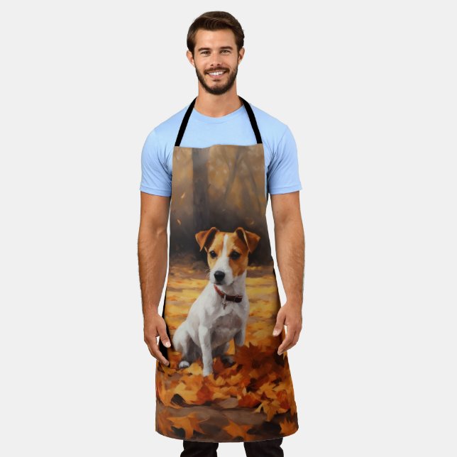 Jack Russell im Herbst Leaves Fall Inspiriert Schürze (Getragen)