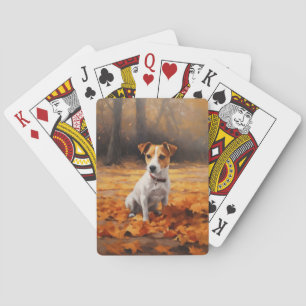 Jack Russell im Herbst Leaves Fall Inspiriert Spielkarten