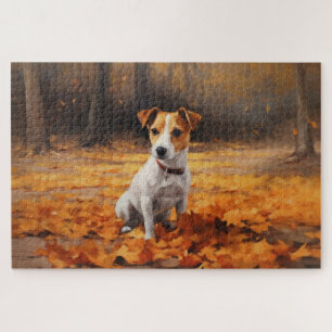 Jack Russell im Herbstlaub Fall Inspiriert