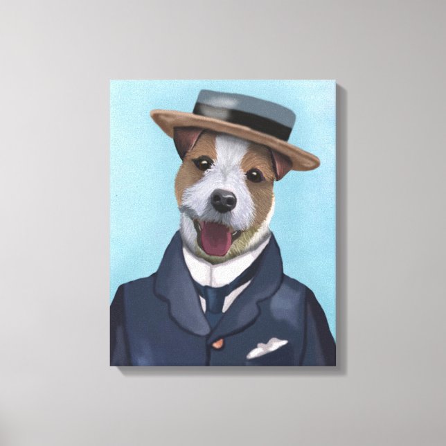 Jack Russell in Boater Leinwanddruck (Vorderseite)