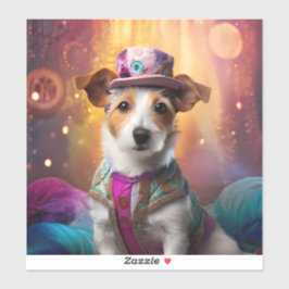 Jack Russell in farbenfrohen Kostümen Aufkleber