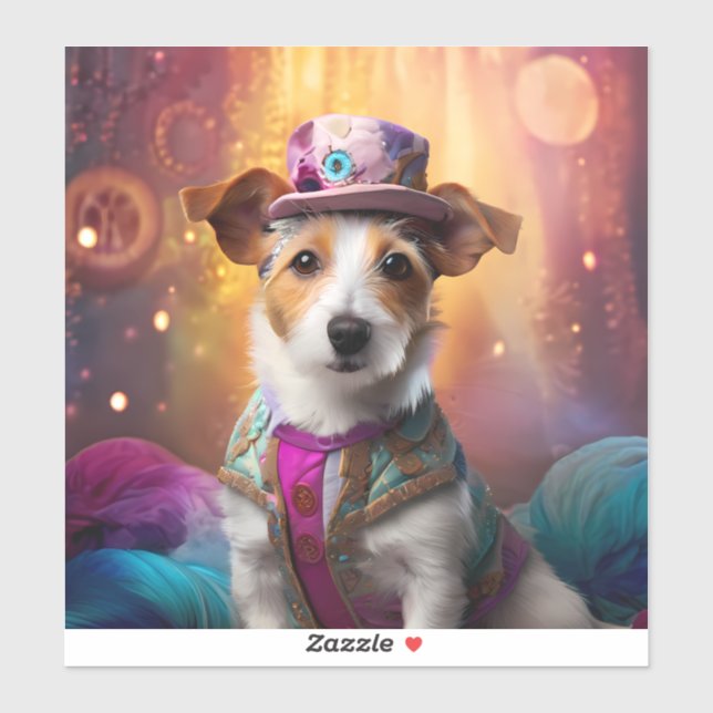 Jack Russell in farbenfrohen Kostümen Aufkleber (Blatt)