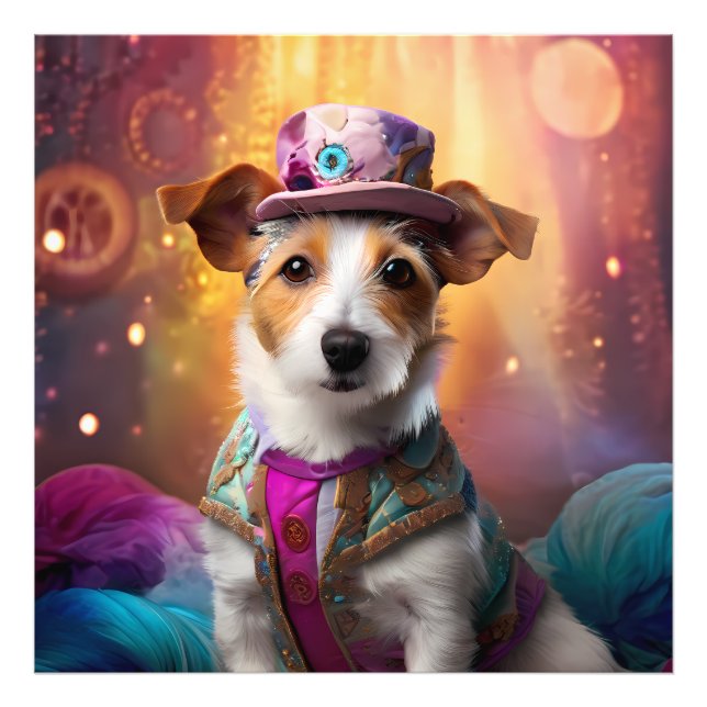 Jack Russell in farbenfrohen Kostümen Fotodruck (Vorne)