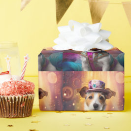 Jack Russell in farbenfrohen Kostümen Geschenkpapier