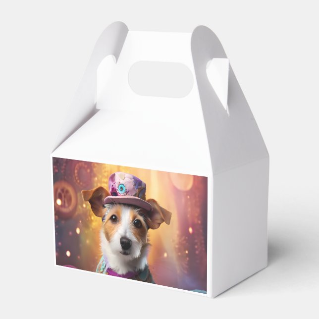 Jack Russell in farbenfrohen Kostümen Geschenkschachtel (Vorderseite)
