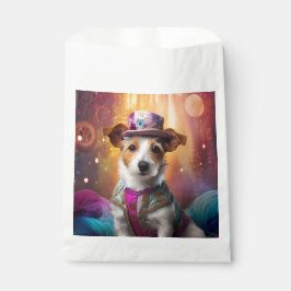 Jack Russell in farbenfrohen Kostümen Geschenktütchen