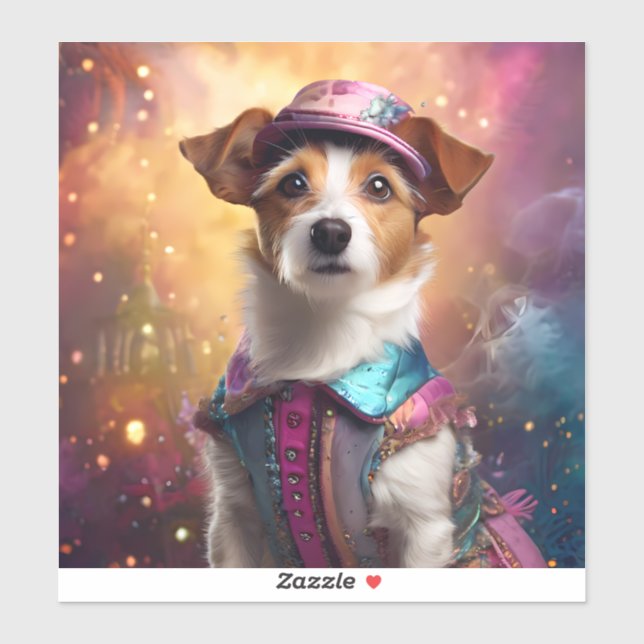 Jack Russell in lebendiger Kostüm Aufkleber (Blatt)