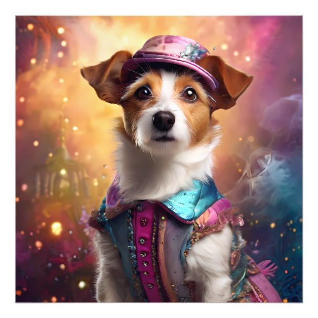 Jack Russell in lebendiger Kostüm Fotodruck (Vorne)