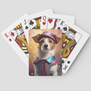 Jack Russell in lebendiger Kostüm Spielkarten