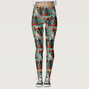 Jack Russell mit Herz-Rose Valentinstag Leggings