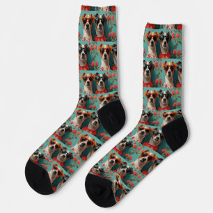 Jack Russell mit Herz-Rose Valentinstag Socken