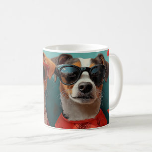 Jack Russell mit Herz Rosen Valentinstag Kaffeetasse