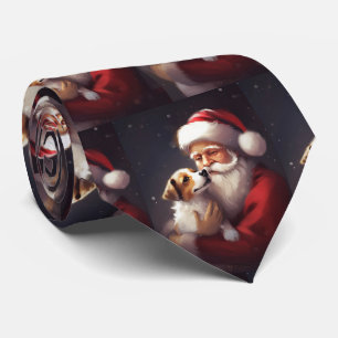 Jack Russell mit Santa Claus Festive Weihnachten Krawatte