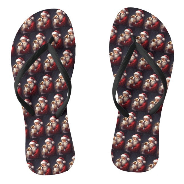 Jack Russell mit Weihnachtsmann Weihnachten Flip Flops (Fußbett)