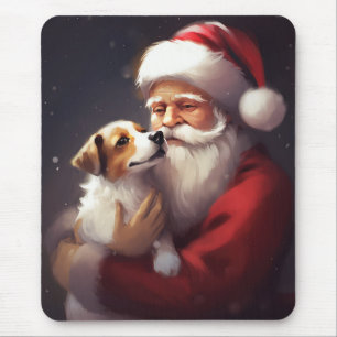 Jack Russell mit Weihnachtsmann Weihnachten Mousepad