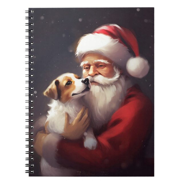 Jack Russell mit Weihnachtsmann Weihnachten Notizblock (Vorderseite)