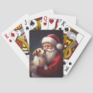 Jack Russell mit Weihnachtsmann Weihnachten Spielkarten
