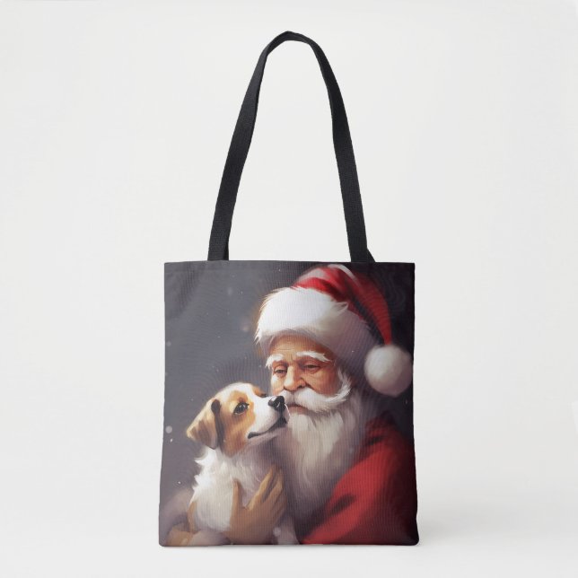 Jack Russell mit Weihnachtsmann Weihnachten Tasche (Vorderseite)