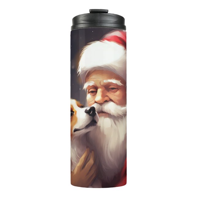 Jack Russell mit Weihnachtsmann Weihnachten Thermosbecher (Vorderseite)