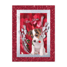 Jack Russell Puppy Be Mine Valentine Postkarte