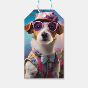 Jack Russell, rosa Brille und rosa Hut Geschenkanhänger