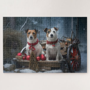 Jack Russell Schnees Schlitten Weihnachtsdekoratio
