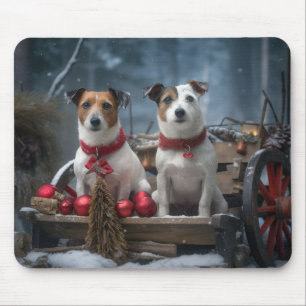 Jack Russell Schnees Schlitten Weihnachtsdekoratio Mousepad