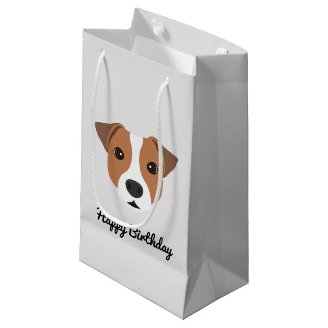Jack Russell Small Geschenktasche Kleine Geschenktüte (Vorderseite Schrägansicht)