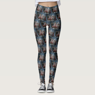 Jack Russell Snowy Sleigh Weihnachtsdekor Leggings