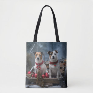 Jack Russell Snowy Sleigh Weihnachtsdekor Tasche