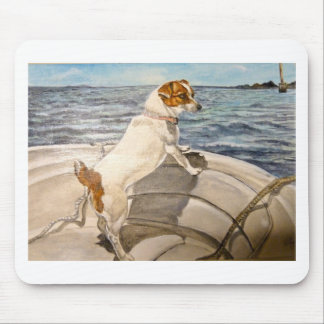 Jack-Russell-Terrier auf Boot Mousepad