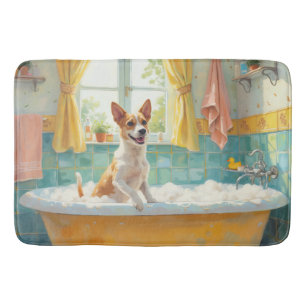 Jack Russell Terrier Badzeit Spielend Badezimmer D Badematte