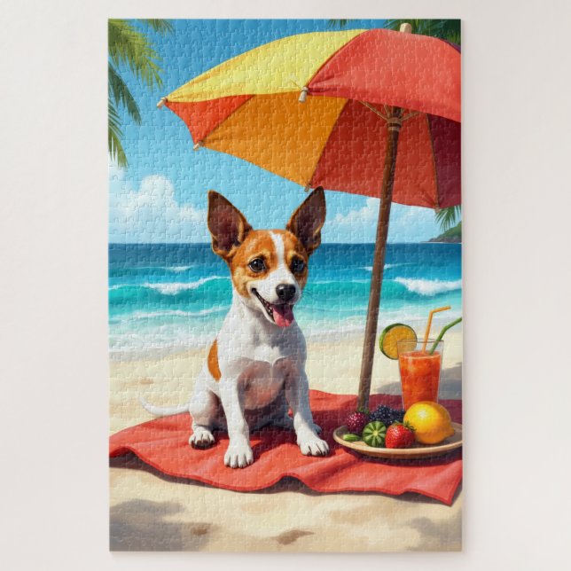 Jack Russell Terrier Beach Scene (Vertikal)